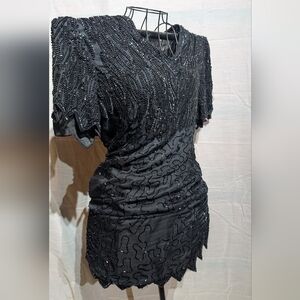 VINTAGE Elegant Black Beaded Dress